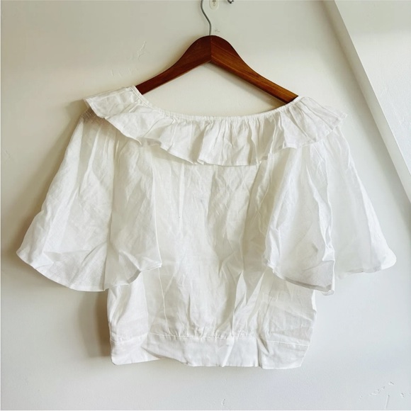 NWT We The Free Free People Puff flutter Sleeve 100% Linen Button Up blouse | S - Picture 10 of 12